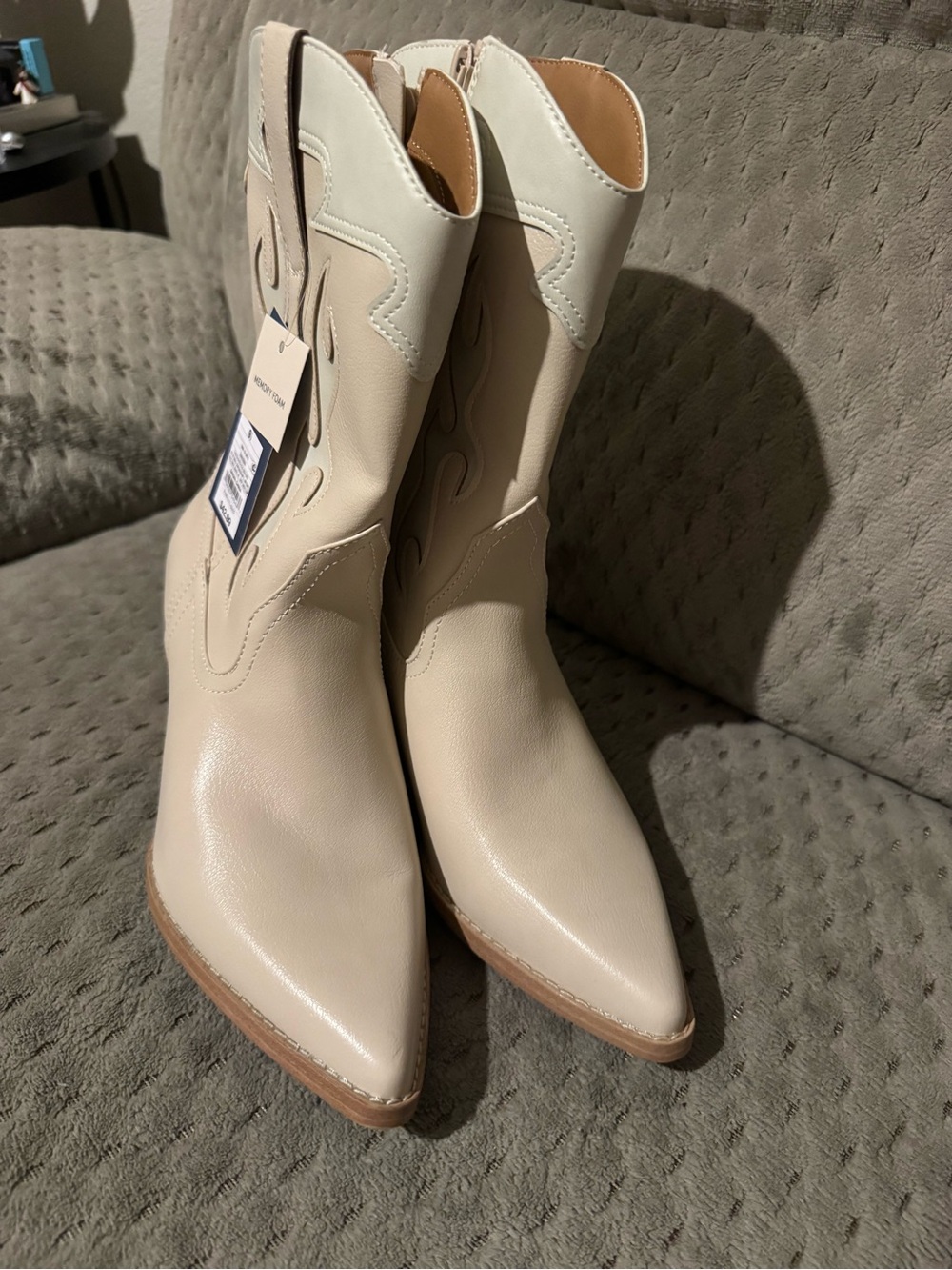Target Cream Western-Inspired Ankle Boots